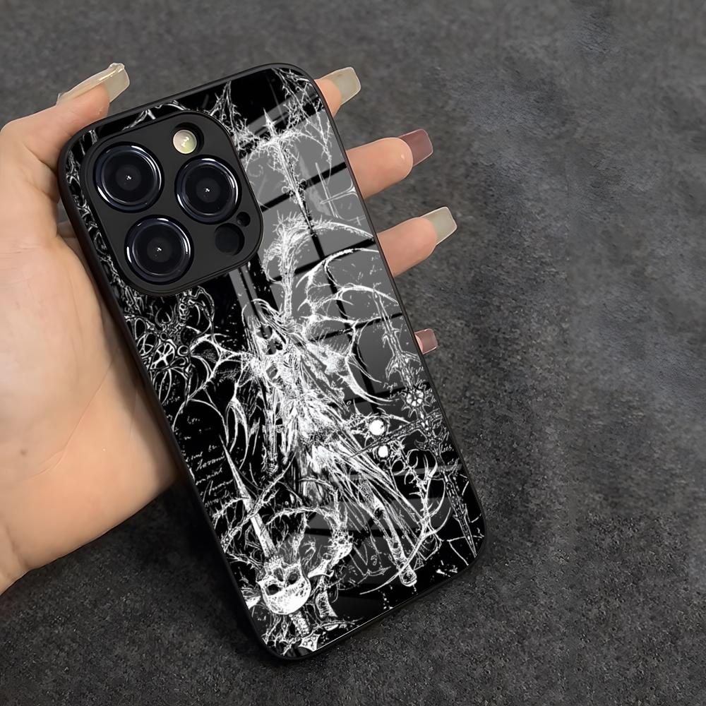 Sigilcore Punk Angel Phone Case For IPhone 17 Air 16 E Pro Max 15 14 13 Mini 12 Pro 11 Max Plus Black Glass Cover