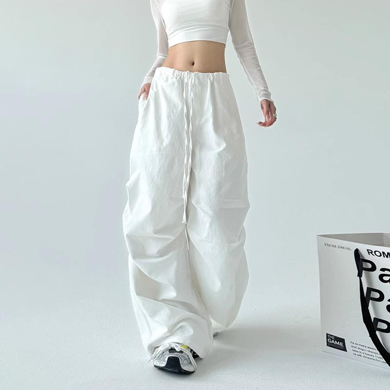 

2025 Women s American Retro High-Waist Parachute Pants - Loose Fit, Wide Leg, Quick-Dry Cargo Style 3XL белый