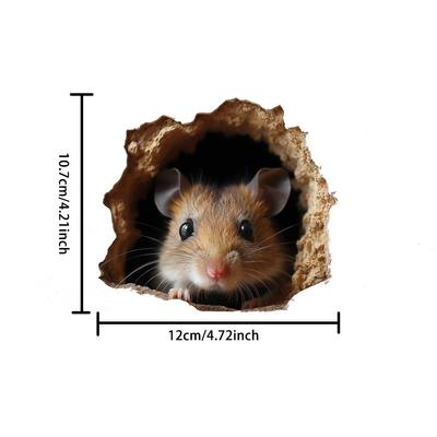 3D Mouse Hole Wall Corner Line Sticker PVC Self-adhesive Cute And Cute Animal Wall Breaking Sticker Poster