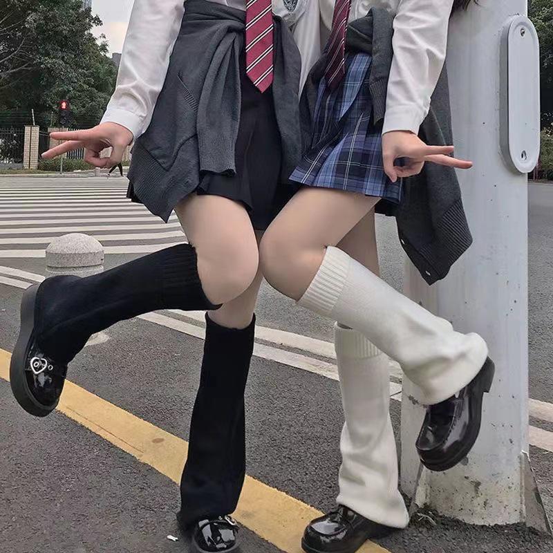 Y2K Harajuku Knit Leg Warmers: Japanese JK Student Bell Bottom Socks