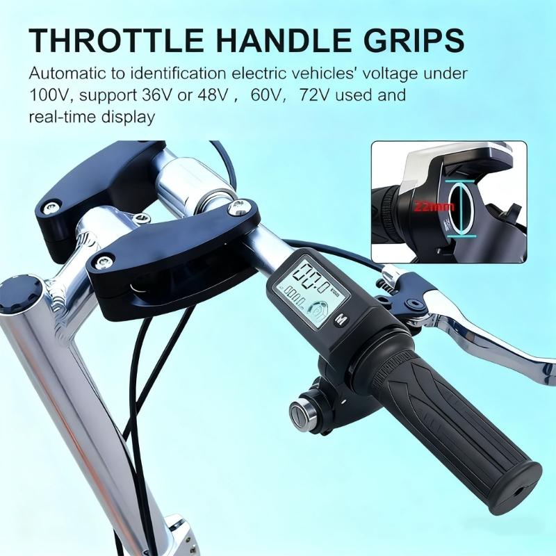 Digital Battery Meter Throttle Grip Electric Bike Handlebar Adjustable Speed Control for Most Model