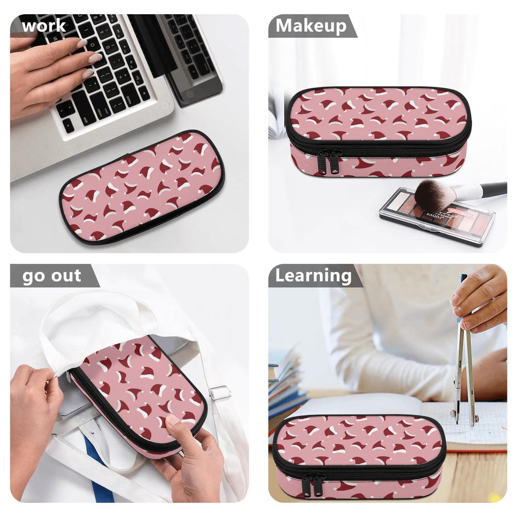Pen Case Printed 300D Polyester Large Capacity Smooth Zipper with Main Compartment Mesh Pocket and Pen Slots for School and Study