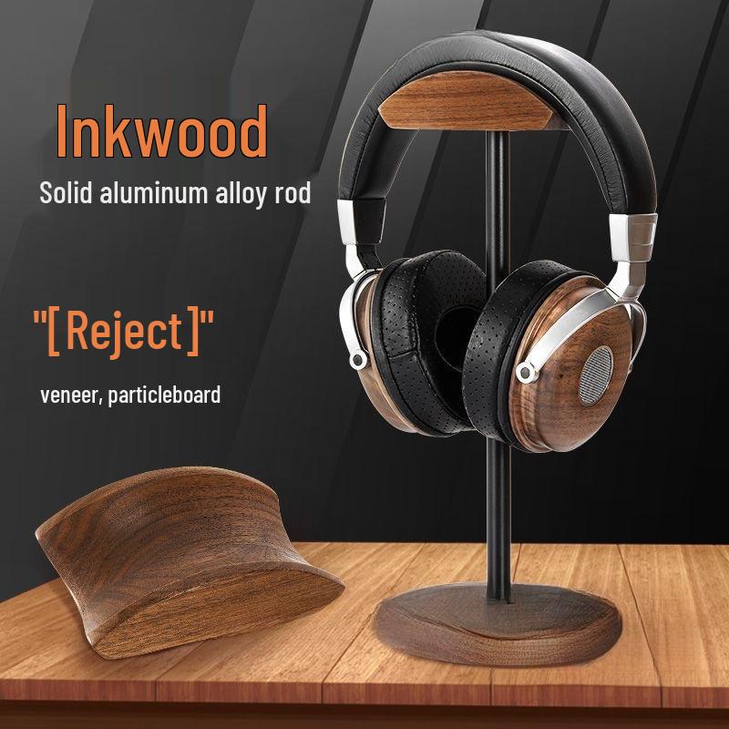 Walnut Wood & Metal Heavy Duty Headphone Stand