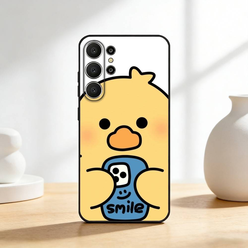 Funny Yellow D-Duck Cute Phone Case For Samsung S26,S25,S24,S21,S22,S23,S30,Ultra,S20,FE,Lite,10,9,Black Cover