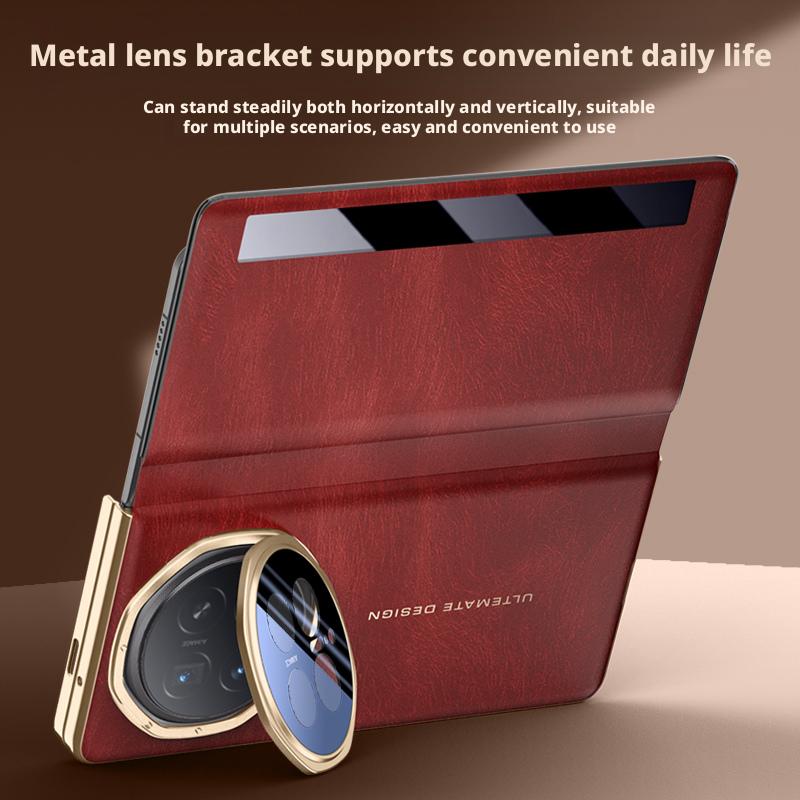 For Honor Magic V6 All-in-one Leather Case Luxury Gold-rimmed Skin-friendly Leather Magnetic Cover For Magic V6 Shockproof Funda