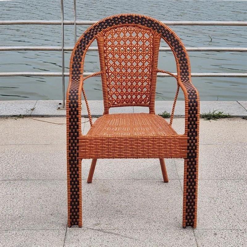 Comfortable and Sturdy Rattan Balcony Chair for Elderly - Woven Backrest for Long Sitting