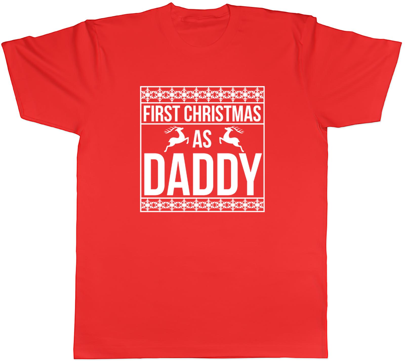 First Christmas As Daddy TShirt Unisexs Promotion Dad Xmas Papa Tee Gift S