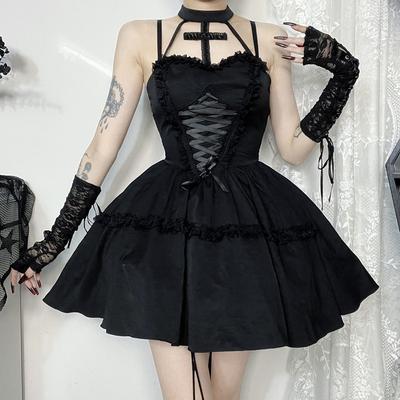 AltGoth Fairycore Grunge Πριγκίπισσα Φόρεμα Γυναικείο Y2k Mall Gothic Streetwear Κομψό δαντέλα με επίδεσμο κορσέ Φόρεμα πάρτι