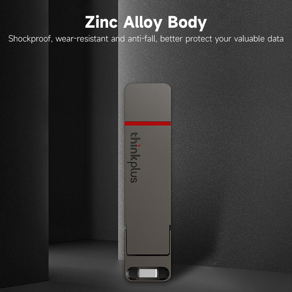 Thinkplus TU200 Pro USB3.2/Type-C Unidade flash USB portátil de estado sólido de porta dupla de metal