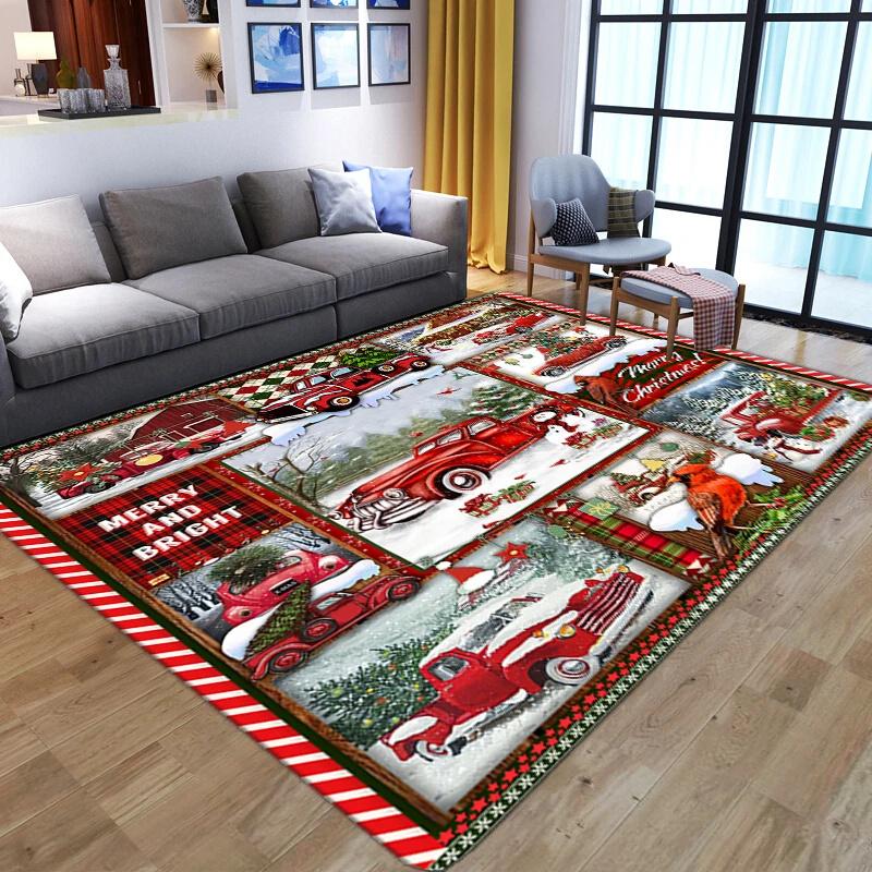 Christmas Poinsettia Snowman Carpet for Living Room Home Decor Sofa Table Large Area Rugs Bedroom Bedside Floormat Entrance Mat