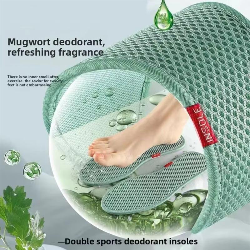 Baumwoll-Bambuskohle-Einlegesohlen Weiche Sohle Elastisches Netzauge Geruchshemmende Einlegesohlen Mit Beifuß infundierte Aromatische Atmungsaktive Einlegesohle