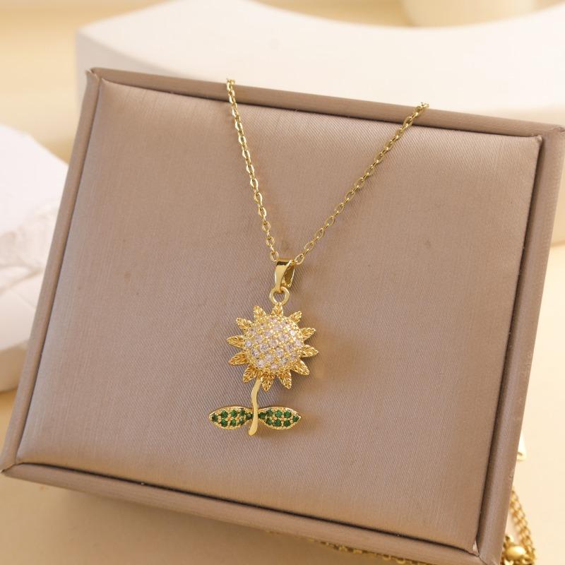 Fashionally Swirling Sunflower Necklace, Collar Chain, Versatile and High-end Accessory