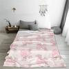 Soft Cozy Pink Bow Floral Flannel Throw Blanket Versatile for Office Camping & Travel All-Season Warmth Machine Washable