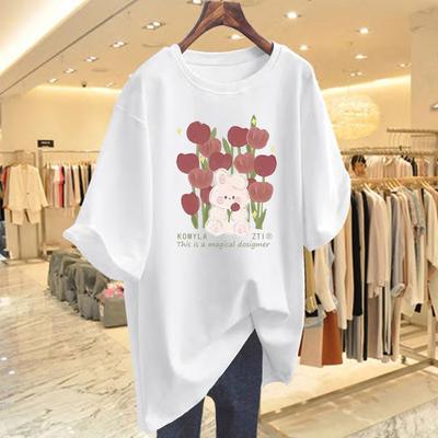 Printed Loose Casual Short-sleeved T-shirt Women's Summer Crew Neck Top New Niche Bottoming Shirt