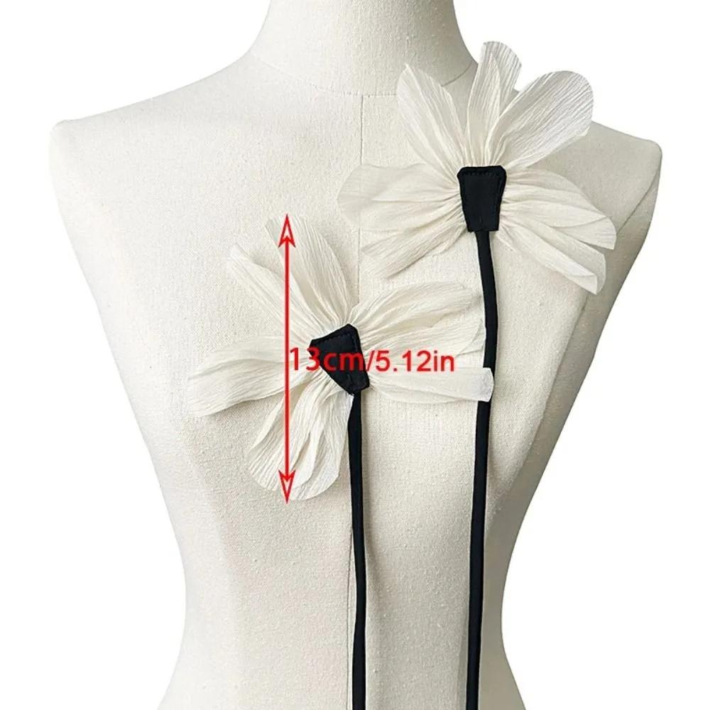 2Pcs Handmade Collar Flower Jewelry Accessories DIY Sew Lace Flower Lapel Pins Cloth Fabric Flower Brooch Pins Wedding Party