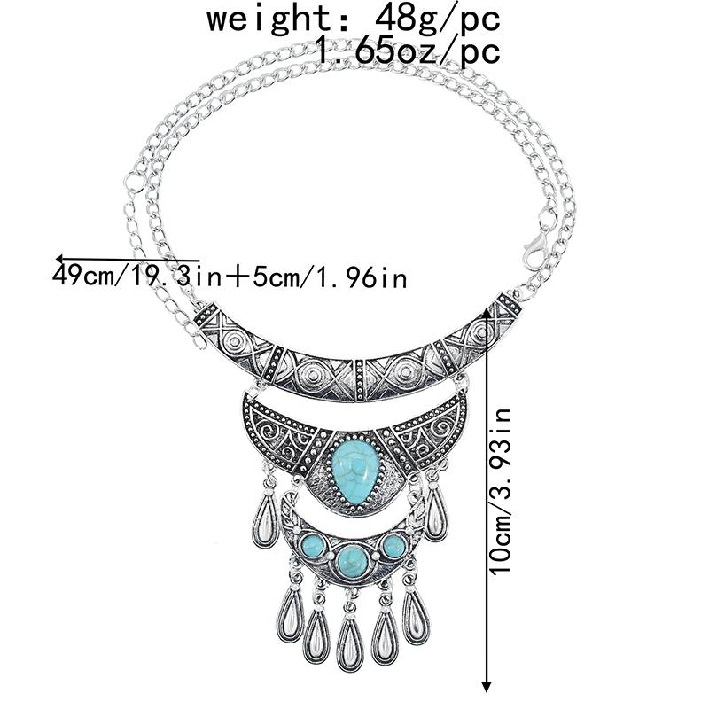 Mehrschichtige Böhmische Quaste Statement Halskette Für Frauen Geschnitztes Auge Vintage Ethnisch Lange Kette Anhänger Halskette Collier Femme