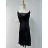 Export Los Angeles Imitation Acetate Front and Rear Swing Collar Sexy Sexy Waist-Tight Dress Simple Black Dress Women