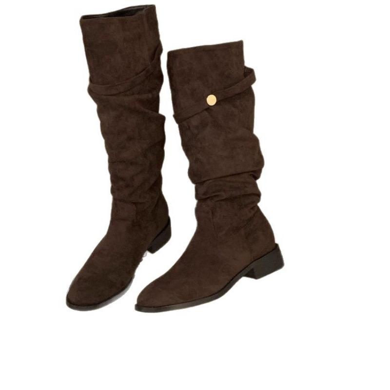 Nisje retro pile boots dame høst og vinter nye lange western cowboyboots men knehøye ridestøvler