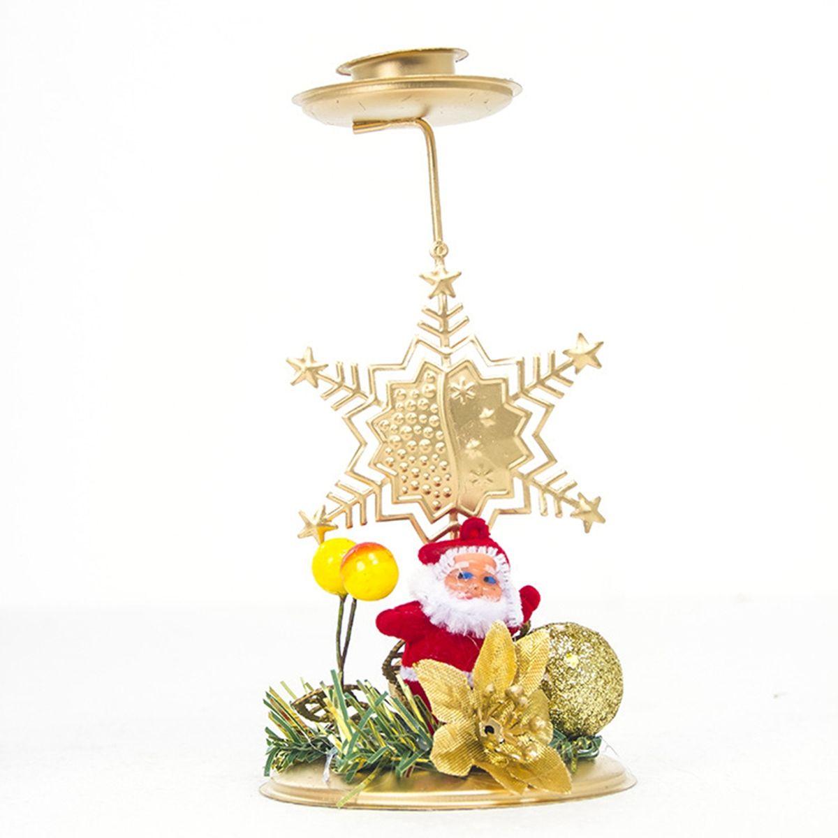 

Santa Claus Metal Snowflake Star Candlestick Stand Candle Holder Christmas Ornament Candle Pillar Snowflake