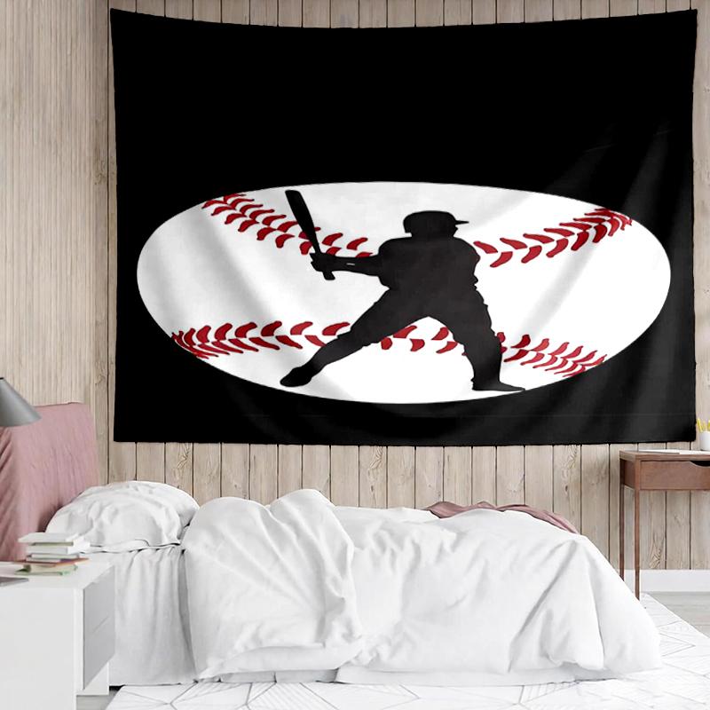 Baseball Print Tapestry, Backdrop, Easy Setup, Ideal for Bedroom, Office & Living Room, with Aesthetic Wall Hanging Decor.