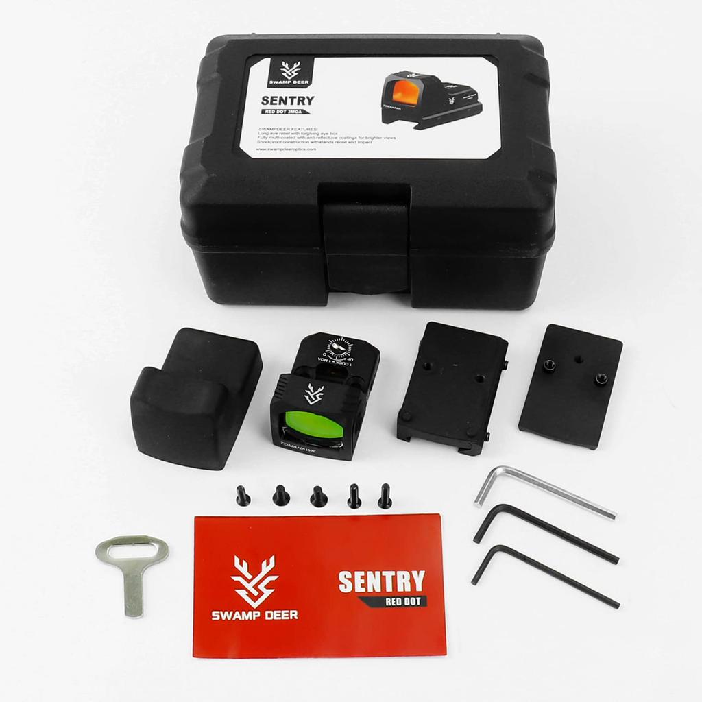 SWAMP DEER OPTICS 1x24 Mini Dot Åpen prikk Kompatibel med 20mm Airsoft-sikte Sikte, Sikte, Skinner, (Svart)