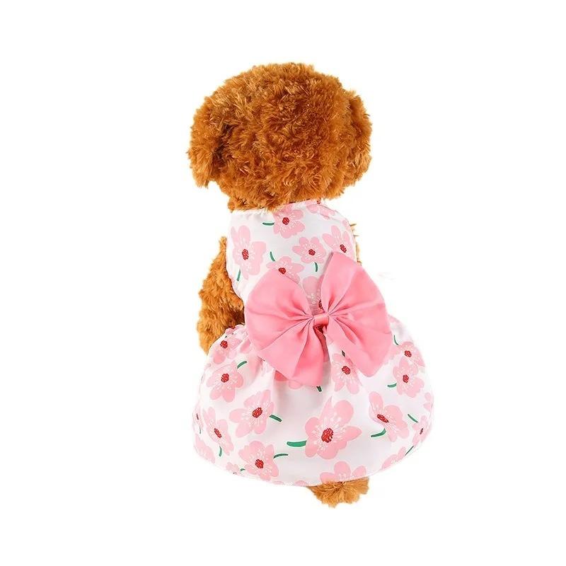 Dog Princess Dress Kitten Pet Skirt Spring Summer Cute Dog Dress Bow Lace Clothes for Small Medium Puppy Poodle Chihuahua