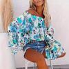 Spring/Summer Floral Off-the-Shoulder Bell Sleeve Top