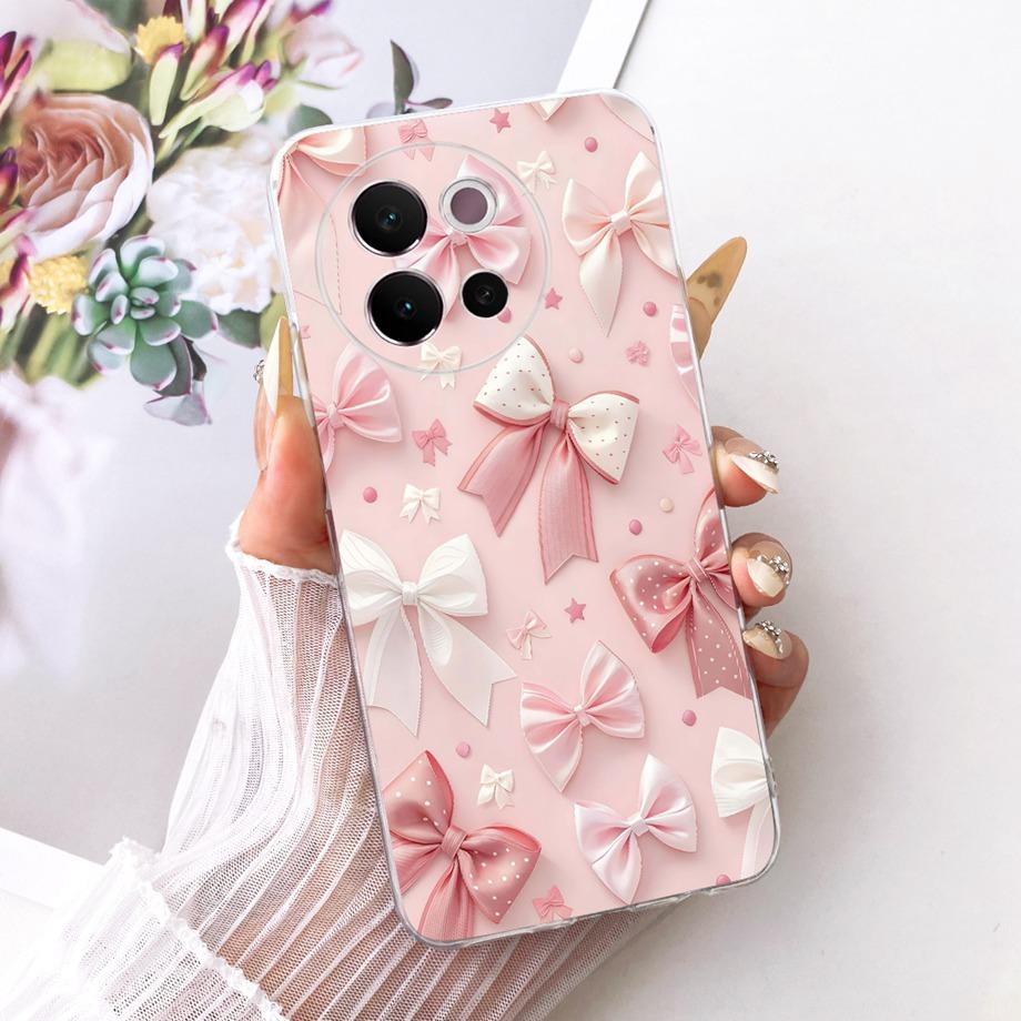 For Vivo V40 Lite 5G Global V40e V40 Pro Phone Case Clear Soft TPU Clear Back Cover Cool Cartoon Luxury Butterfly Flower Funda