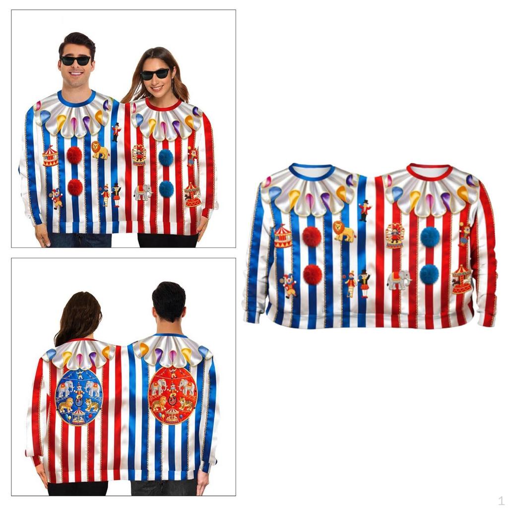 Clown Costume for Couples with Long Sleeves, Costume, Cosplay Accessory, Polyester, Adult