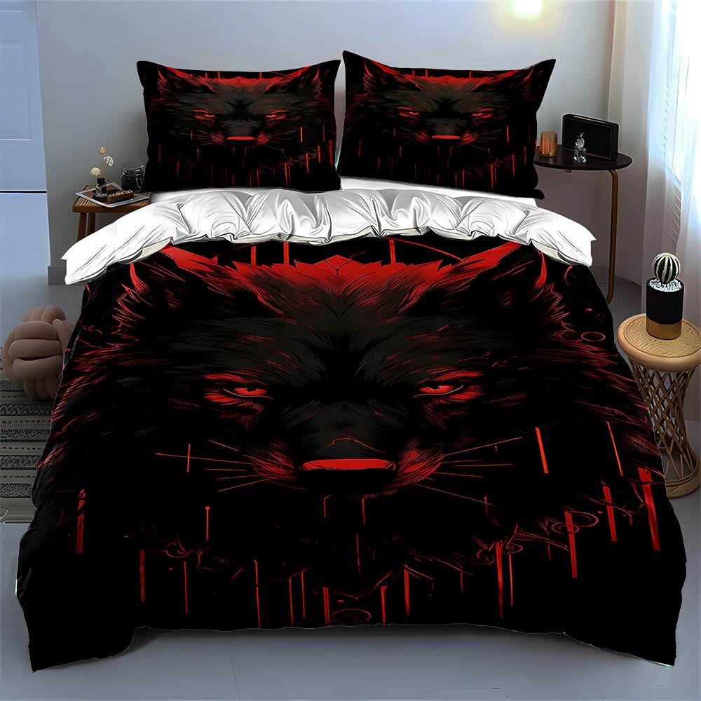 Wolf Face Illustration. Bedding Duvet Cover Sets Duvet Covers Pillowcases Gifts (1 * Duvet Cover 2 * Pillowcases, Without Duvet Insert)