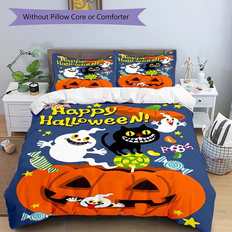 3pcs Bedding Set Halloween Party Includes 1 Comforter + 2 Pillowcases, Without Pillow Inserts, Soft Comfortable,a0909066