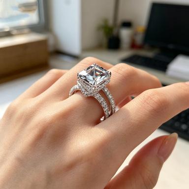 Cute Female White Zircon Stone Engagement Ring Vintage Wedding Jewelry for Women