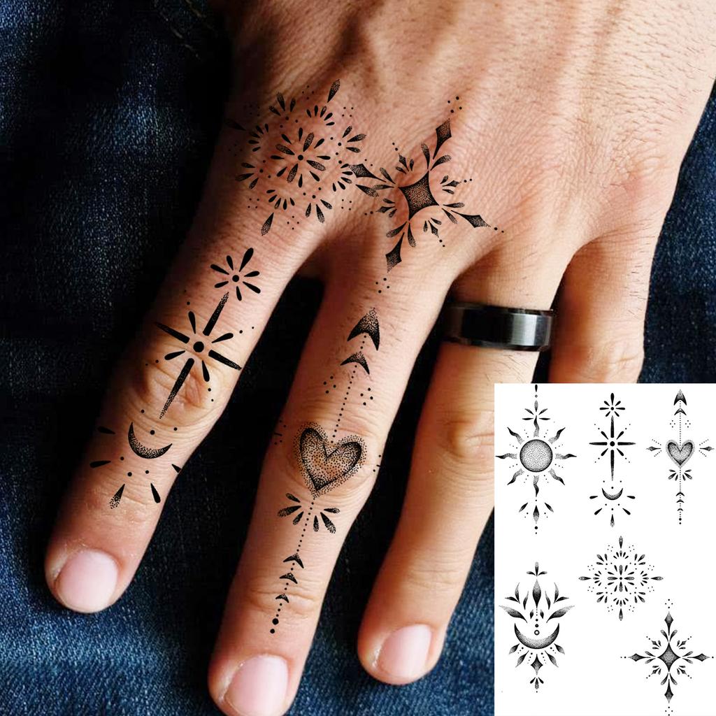 1 Foglio Tatuaggi Temporanei Tigre Falce Farfalla Per Dito Collo Adulto, Adesivi Tatuaggio Finto Temp Lunga Durata Realistico