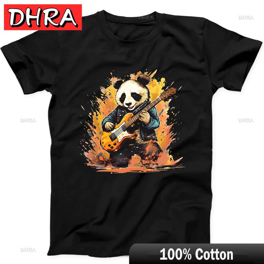 

Cute Panda Playing Guitar Animal Funny Gift Tee Black T Shirt Tees Aesthetic Unique Modern TShirts Shirts for Couples TShirt 4XL