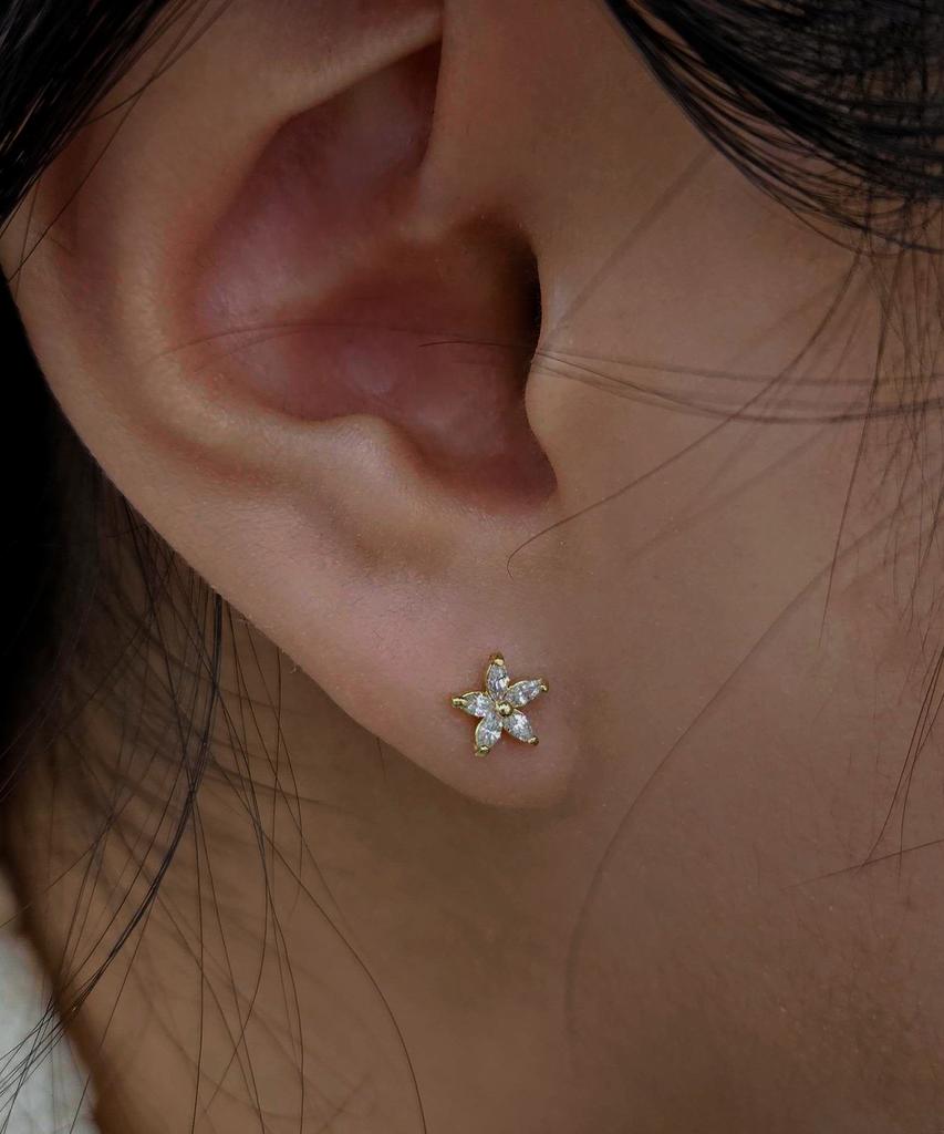 Helene Jewelry 14K Wind Flower Cubic Earrings
