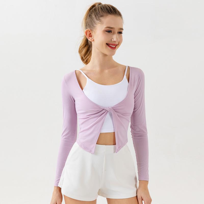 

Женский быстросохнущий топ для йоги с длинным рукавом и перекрутом Medium