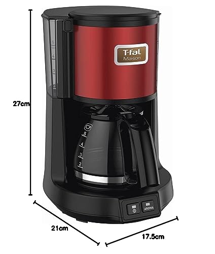 T-fal CM4905JP Coffee Maker, 0.6L/5-cup Capacity, Drip Style, Two-mode Selection, "Maison Wine Red