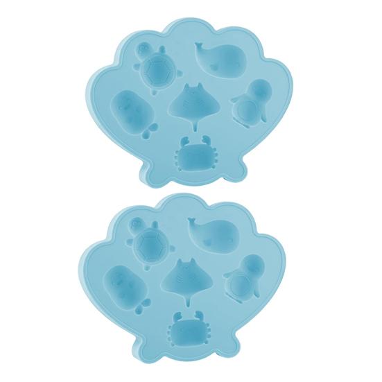 Ocean Animal Silicone Ice Cube Tray with Lid 6-Cavity Food-Grade Mold for Whale Turtle Penguin Shapes Easy-Release Fun Cocktail Whiskey Ice Maker for