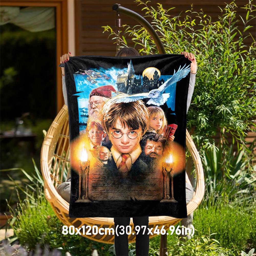 1pc Hogwarts School of Witchcraft and Wizardry Outdoor Flannel Throw Blanket All Season Soft Warmth,Home Decor 1031113 80x120cm