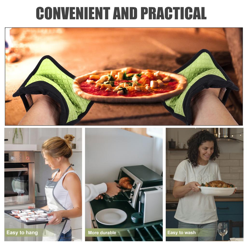 Silicone Coated Pot Holders for Kitchen Heat Protection Dual Side Non-Slip Baking Supplies Oven Microwave Glove Alternative