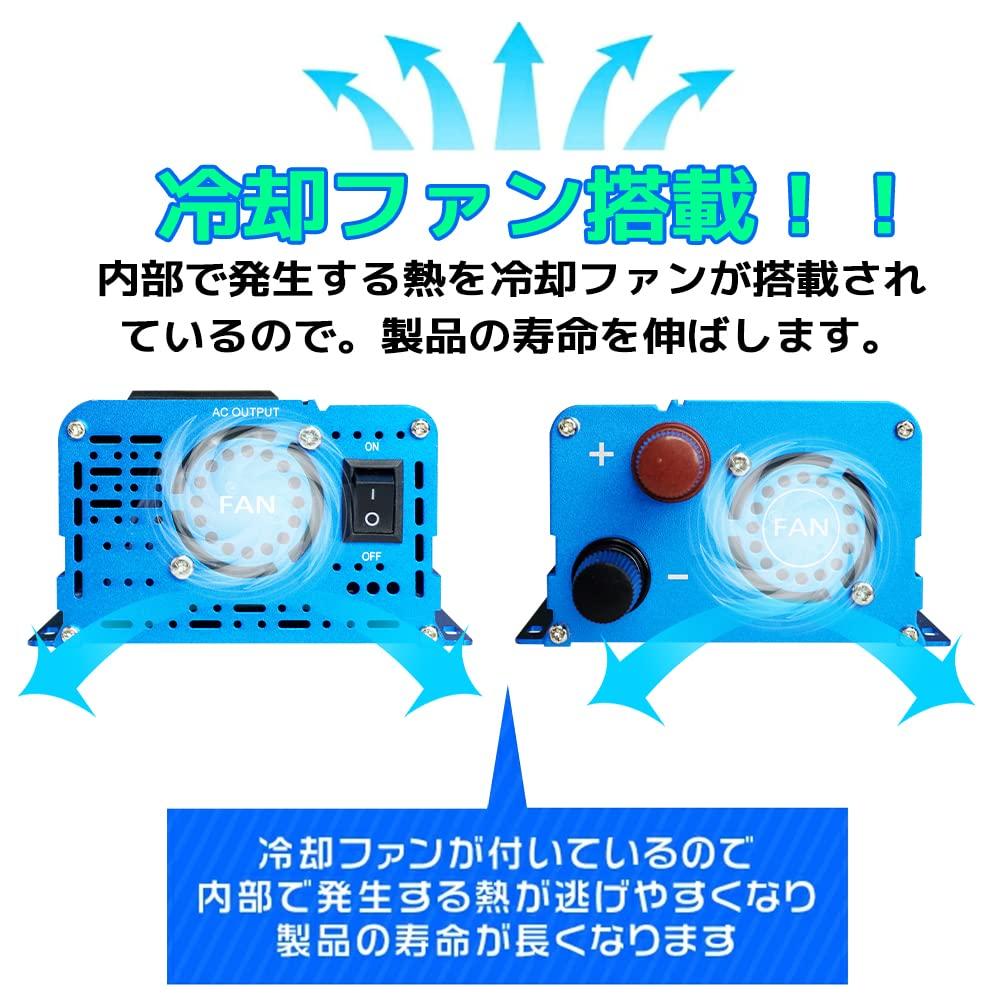 LVYUAN Sine Wave Inverter 12V 1000W MAX 2000W DC 12V AC 100V Conversion AC Outlets X USB Sockets X 4 Car Inverter Solar Power Generation Disaster