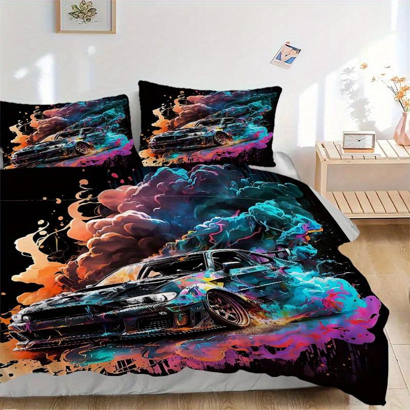 3pcs Car Smoke 1Cover + 2Pillowcases, PillowInserts NotIncluded, Machine Washable, All - Season Use, Suitable for Bedroom Guest Room89