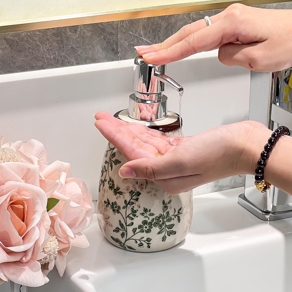 Ceramic Lotion Dispenser Countertop Bathroom Accessories Pump Bottle Refillable Empty Shampoo Body Lotion Soap Dispenser for