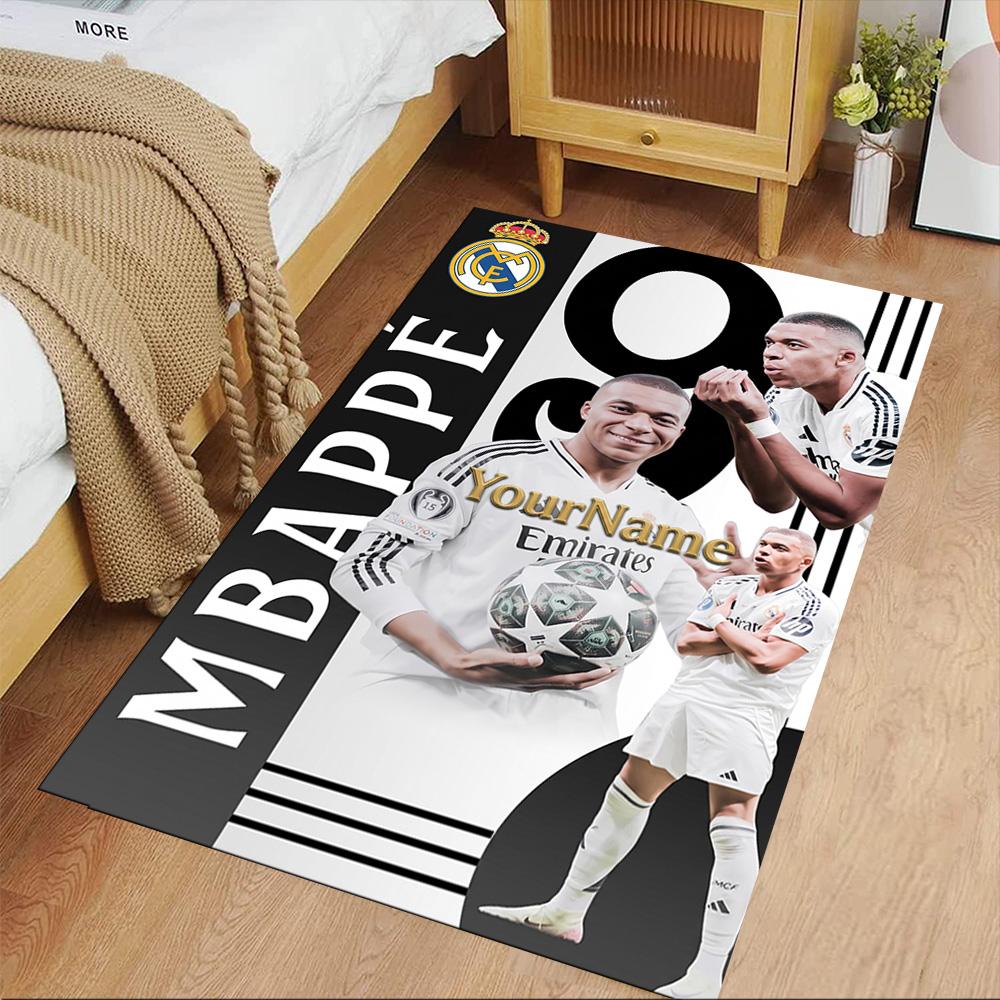 Mbappe Customize Your Name Floor Rug Office Rug Suitable for Foyer Balcony Outdoor Playrooms Antislip Carpet Anime Office Decor
