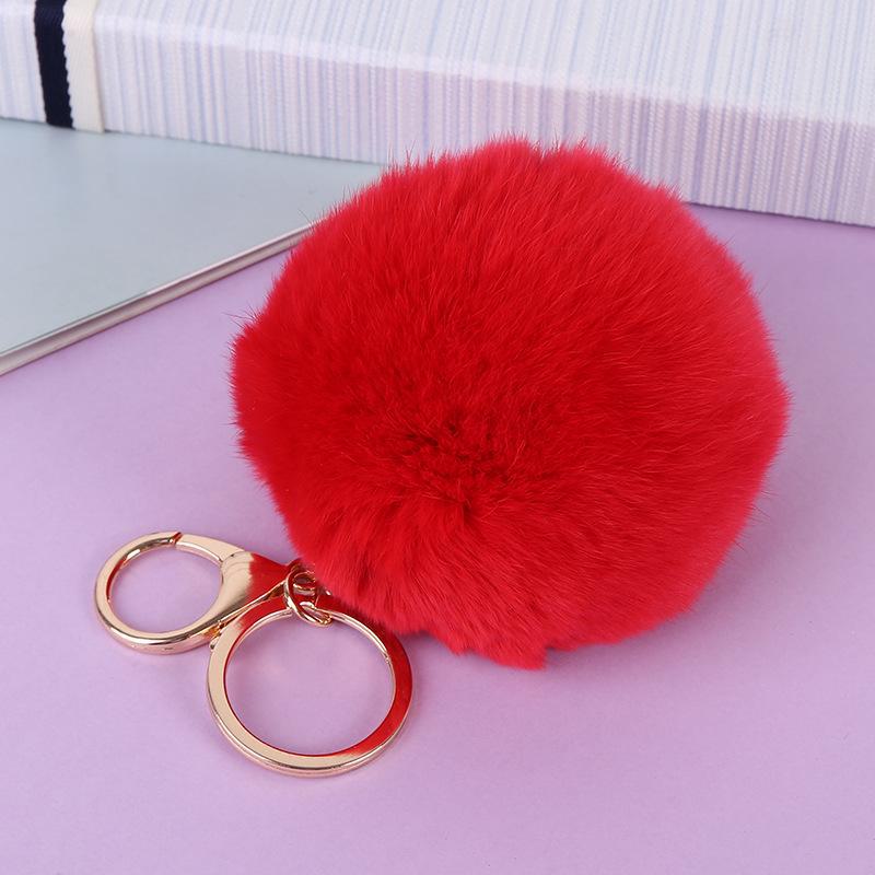 Creative Imitation Rex Rabbit Fur Ball Keychain - Plush Bag and Car Pendant Gift