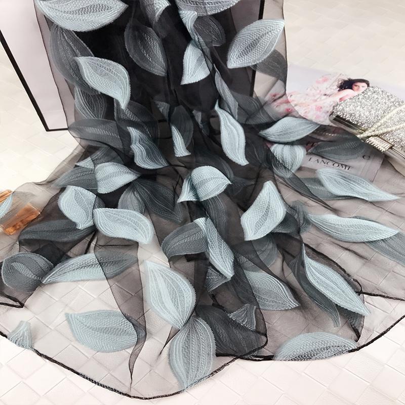 Scarf, Women's Organza, Silk Scarf, Embroidered Shawl, Sun Protection, Spring and Summer Beach Scarf, Long and Versatile Large Scarf, Autumn