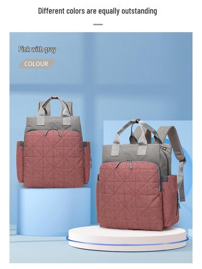 Doppelschulter-Großraum-Einfarbig-Multifunktionale Mama-Tasche mit isolierter Aufbewahrung für Milchflaschen.