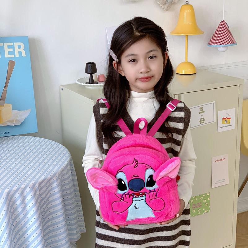 Plush Cartoon Embroidery Backpack for Kids – Cute Double Shoulder Bag