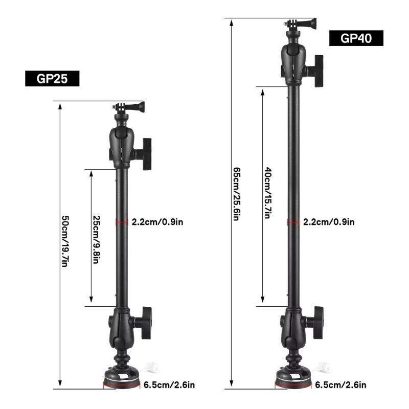 Camera Mount Base Safety Camera Holder with Long Arm Adjustable Kayak Camera Mount Mounting Stand Kayak Boats Accessory