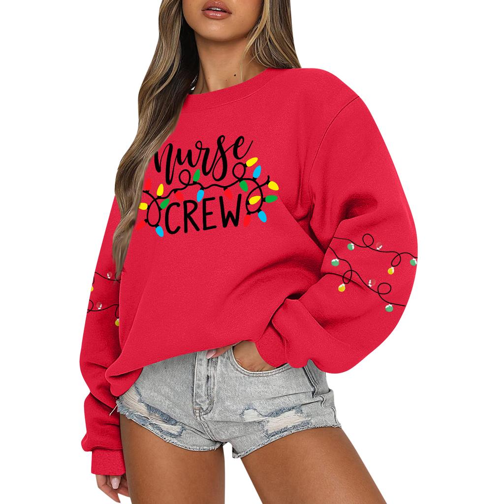 Women  Tops Women's Long Sleeve Sweatshirt Casual Crewneck Loose Fit Pollover Fleece Tops